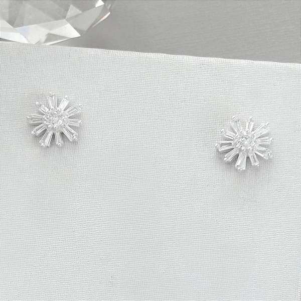Brinco Flor com 10 Pétalas - Prata 925