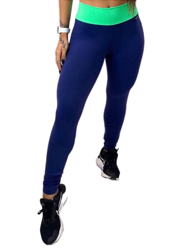 Legging feminino academia treino fitness marinho laranja - Porle