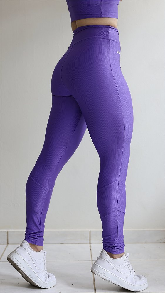 Legging Íris lilás canelada suplex de poliamida - PORLE