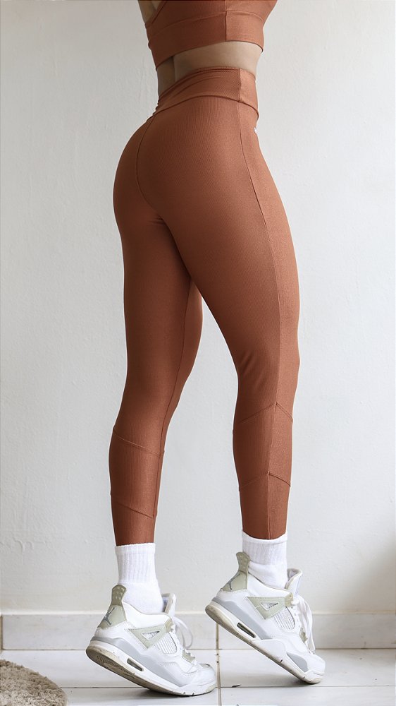 Legging Íris terracota canelada suplex de poliamida - PORLE