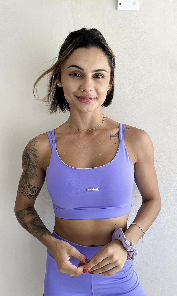 Top basic Serena alcinha dupla lavanda suplex de poliamida - PORLE