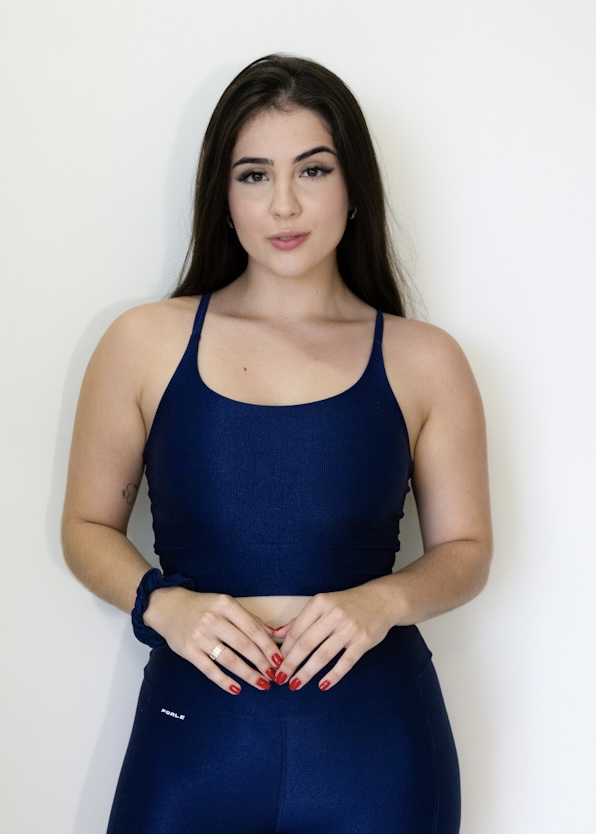 Top Duda azul marinho suplex de poliamida canelado - PORLE