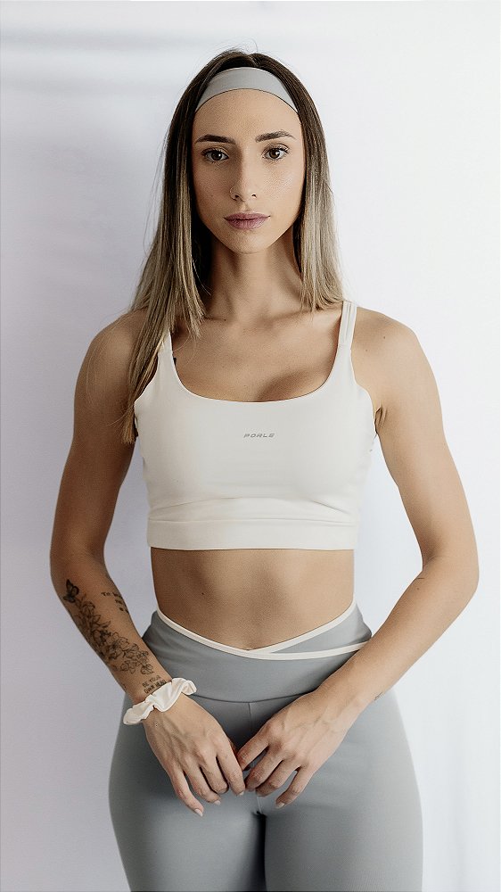 Top Serena off white alcinha dupla suplex de poliamida - PORLE