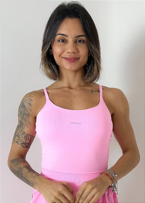 Regata flow poliamida alcinha rosa chiclete - PORLE