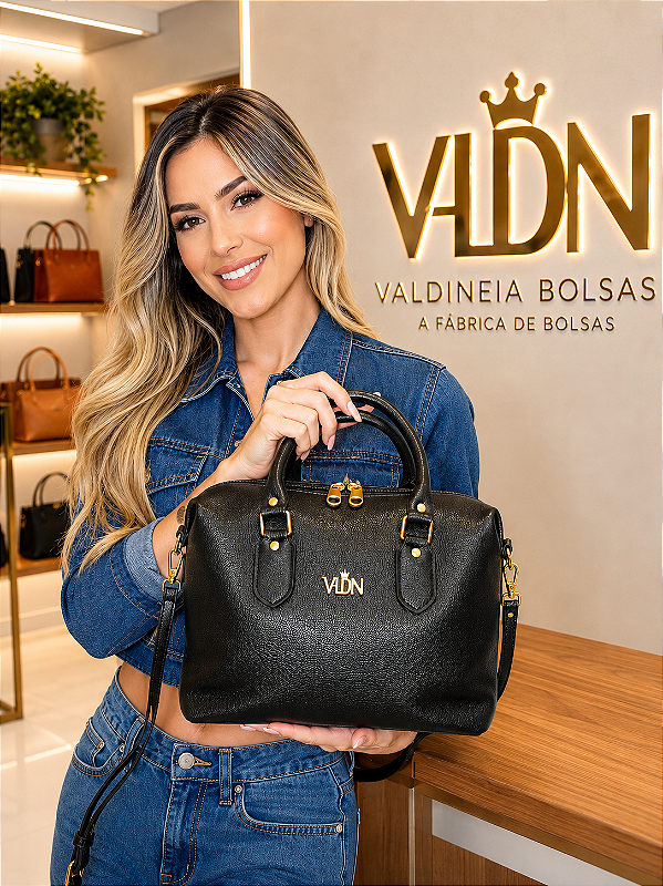 Mala Feminina em Couro Legítimo Madame | Bolsa de Mão Premium com Alça Transversal | VALDN