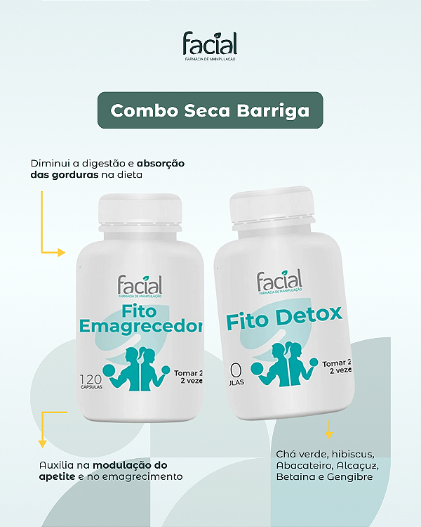 COMBO  SECA BARRIGA - Fito Emagrecedor + Fito Detox em cápsulas