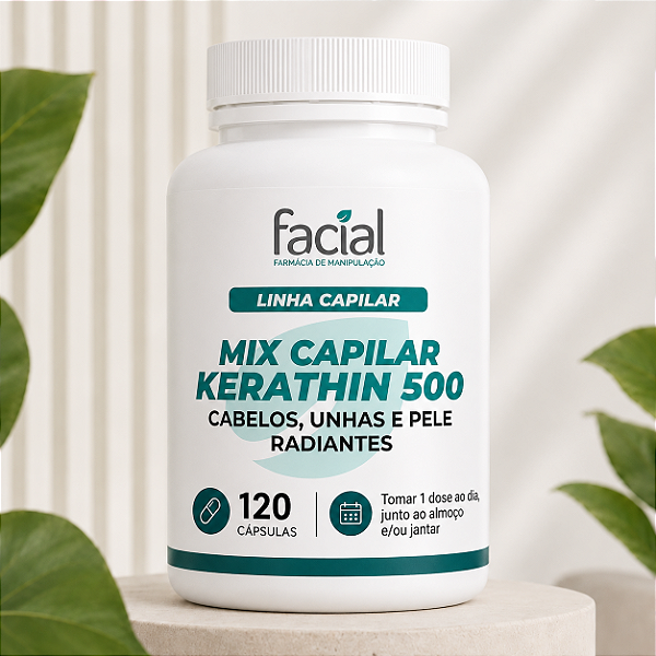Mix Capilar com Kerathin 500 – Cabelos, Unhas e Pele Radiantes - 120 cápsulas