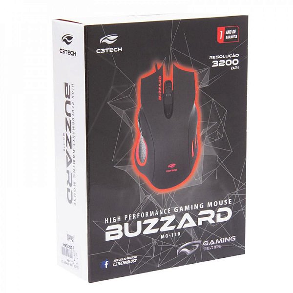 Mouse C3tech Gamer Buzzard Mg110bk Preto