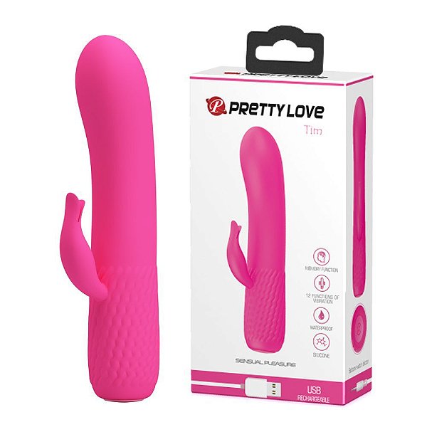 Vibrador Ponto G e Clitóris Flexível 12 modos Vibração - PRETTY LOVE TIM