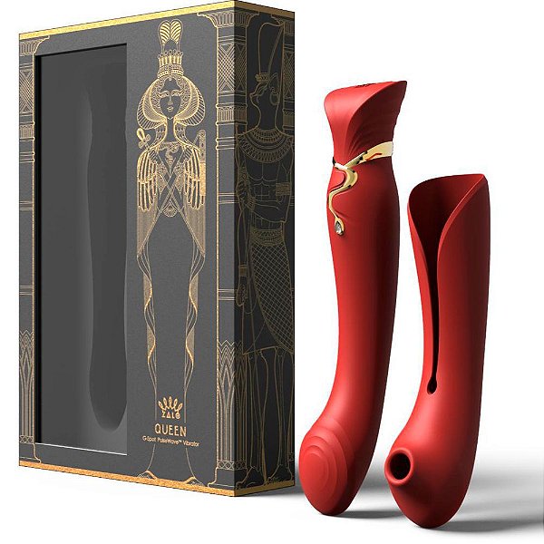 ZALO QUEEN PULSEWAVE - Vibrador Estimulador De Ponto G E Clitóris Capa Com Sucção 8 Vibrações Swarovski | Cor: Vermelho