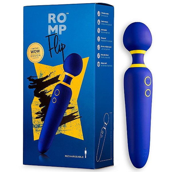 ROMP FLIP - Massageador Erótico em Silicone com Cabeça Flexível e 10 Modos de Vibração - 22,5 X 4,3 CM
