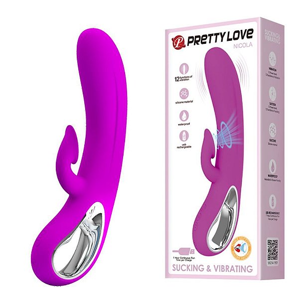 Vibrador Duplo Com Sucção No Clitóris E 12 Modos De Vibração - Pretty Love Nicola