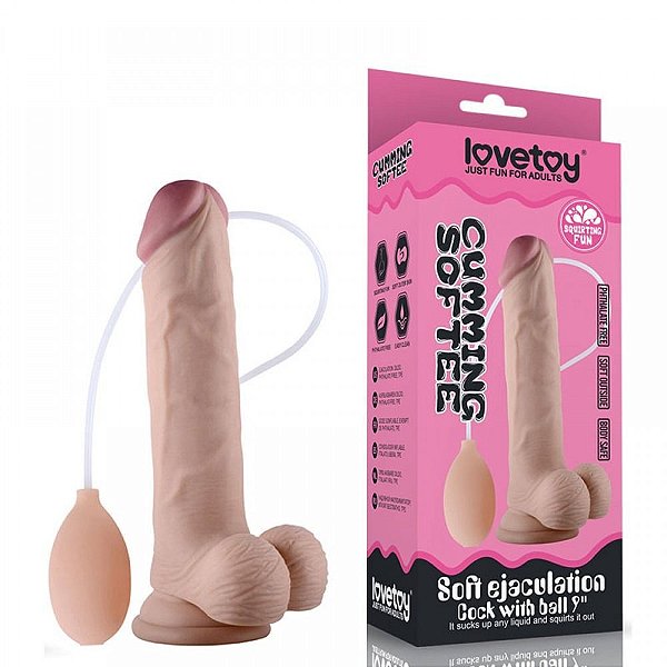 Pênis Realístico Com Ventosa E Simulador de Ejaculação - Lovetoy Cumming Softee