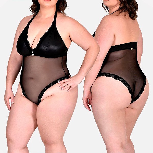 Body Relaxa Em Renda  Com Transparencia Plus Size - Lingerie Sensualle