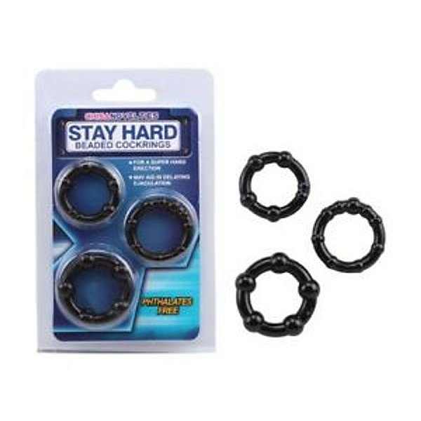 Conjunto com 3 Aneis Peniano Retardador  Ejaculação Diferentes Tamanhos Esferas Estimuladoras - Stay Hard