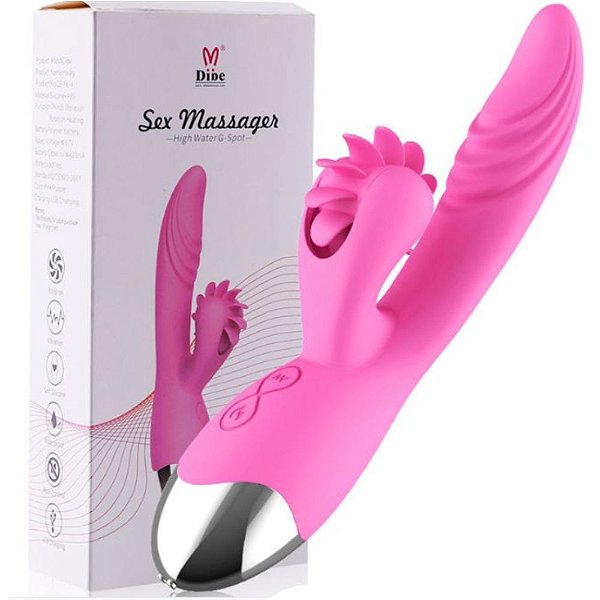 Vibrador Estimulador Ponto G Clitóris Recarregável Aquecimento 7 Modos Vibrações e Rotação - Hailey Sex Masseger