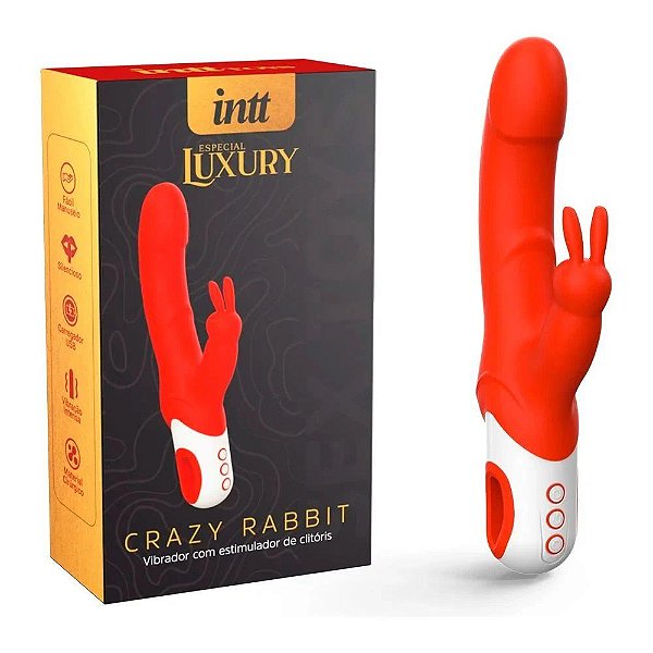 INTT ESPECIAL LUXURY CRAZY RABBIT - Vibrador Estimulador De Ponto G e Clitóris Com 12 Modos De Vibração