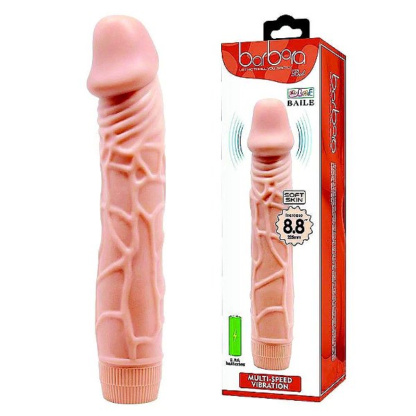 Pênis de Borracha Com Vibração Multivelocidade 22,5 X 4,5 Cm - BARBARA BOB