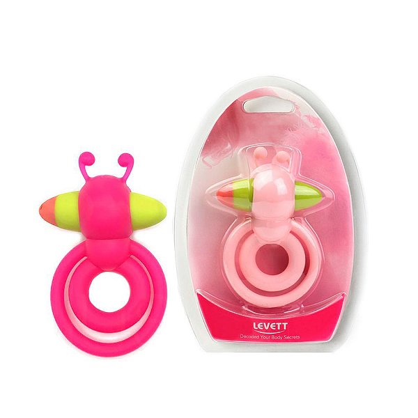 LEVETT - Anel Peniano Duplo Em Silicone Com Estimulador Clitoriano E Vibração Única - 8,3 X 5,8 Cm | Cor: Rosa