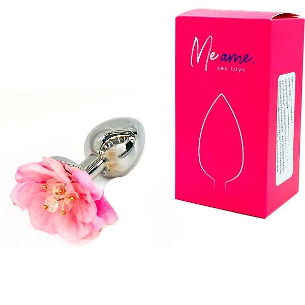 Plug Anal Em Metal Com Flor Em Sua Base Tamanho Pequeno 7,6 X 2,7 Cm - rosa - Único REF:MPA1319 COD: