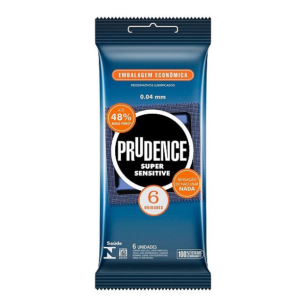 PRUDENCE SUPER SENSÍVEL - Preservativo Extra Fino Até 48% Mais Fino 6 UNIDADES