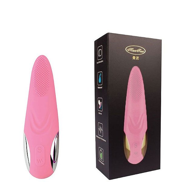 Vibrador Recarregável Em Formato De Língua Com 7 Velocidades De Vibração - 18 X 4,5 Cm | Cor: Rosa Claro