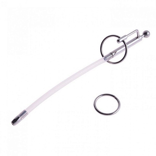 Anel Peniano de Metal com Sonda Uretral - 20 x 13 x 3,5 CM