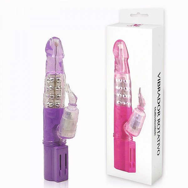 YouVibe - Vibrador Rotativo com Estimulador de Clítoris em Formato de Serpente Multivelocidade 25,5 x 3,5 cm | Cor: Roxo