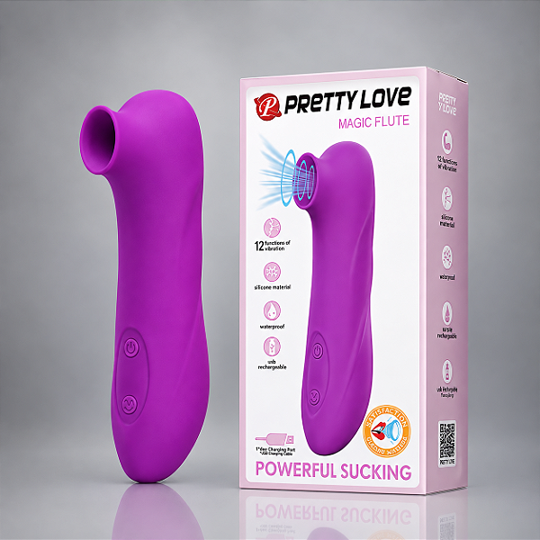 Vibrador Estimulador de Clitóris por Sucção Pretty Love Magic Flute – Silicone Soft Touch Recarregável com 12 Modos