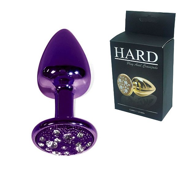 HARD - Plug Anal em Metal com a Base Cravejado - 6,5 X 2,5 CM | COR: ROXO