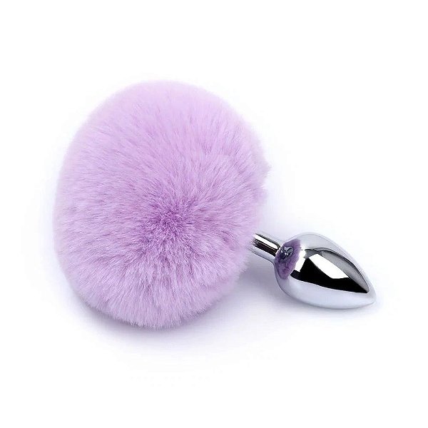 Plug Anal Metal Cauda Rabo Coelho Pompom P 6,5 x 2,5 CM Lilás - Me Ame