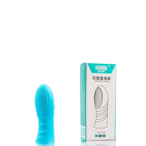 Dedeira Em Silicone Com Saliências Massageadoras 7 X 1,8 Cm | Cor: Azul