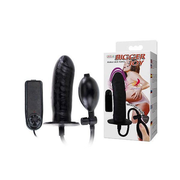 Plug Anal Inflável em Formato de Pênis com Vibração Multivelocidade - 15 X 4 CM | Bigger Joy