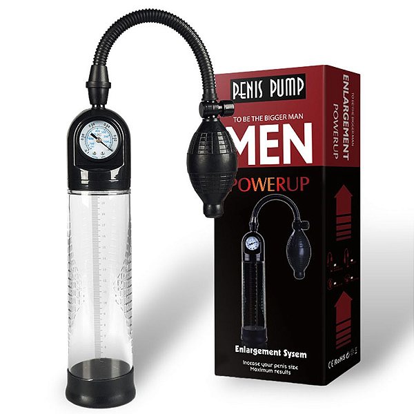 PENIS PUMP MEN POWERUP - Bomba Pera Peniana Com Manômetro - 30 X 6,2 Cm
