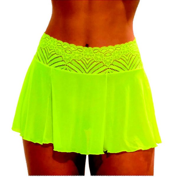 LINGERIE SENSUALLE - Saia Justa Neon Em Tule Com Renda e Transparência  | Disponível em 4 Cores