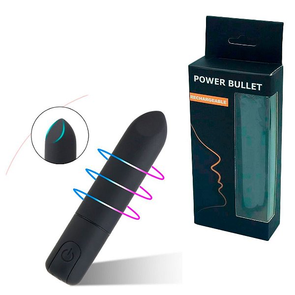 Bullet Cápsula Vibratória 10 Modos Vibração Preto 9 X 1,5 CM - Power Bullet