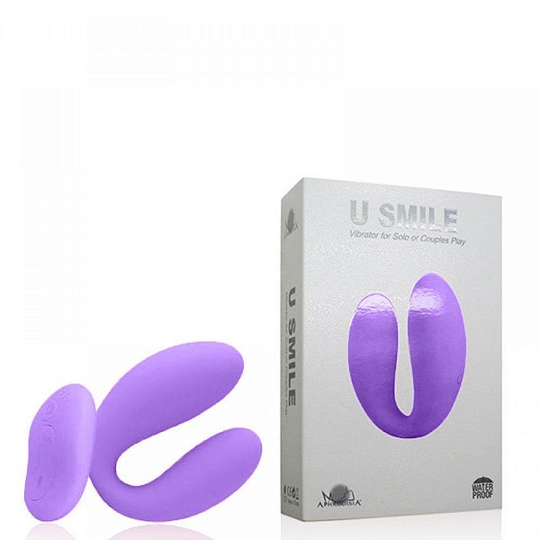 Aphrodisia U Smile - Vibrador para Casal Recarregável em Silicone com 10 Modos de Vibrações Modo Turbo e Controle Remoto