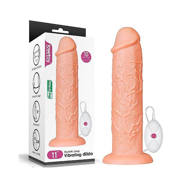 Lovetoy Chubby Dildo II  - Prótese Realística Com Glande Definida, Veias E 10 Modos De Vibrações - 28 X 7 Cm