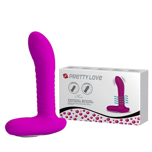 PRETTY LOVE MERLIN - Estimulador de Próstata e Períneo Silicone 12 Modos de Vibração 3 Funções de Rotações