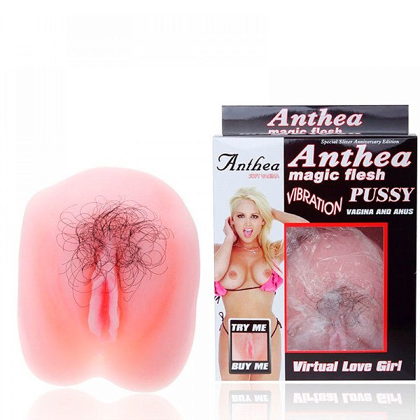 ANTHEA MAGIC FLESH - Masturbador em Forma de Vagina Virgem com Ânus e Vibração Multivelocidade - 16 X 12 CM