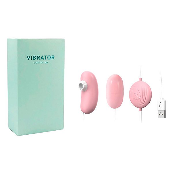 VIBRATOR - Cápsula Vibratória Com Bullet E Estimulador de Clitóris Com Controle Remoto | Cor: Rosa