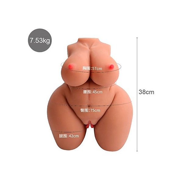 Masturbador Masculino Meio Corpo Plus Size Com Vagina E Ânus Penetráveis - 38 Cm
