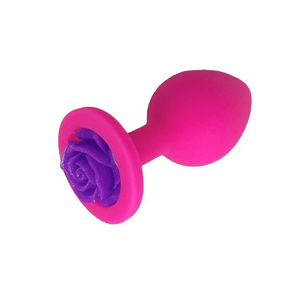 YOUVIBE - Plug Anal Em Silicone Soft Touch Com Flor Na Base 9,0 X 3,5Cm Tamanho G | Cor: Rosa Escuro