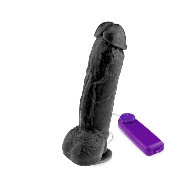 Pênis de Borracha Grande e Grosso Escroto Vibração 22 x 5,5 cm - Kong