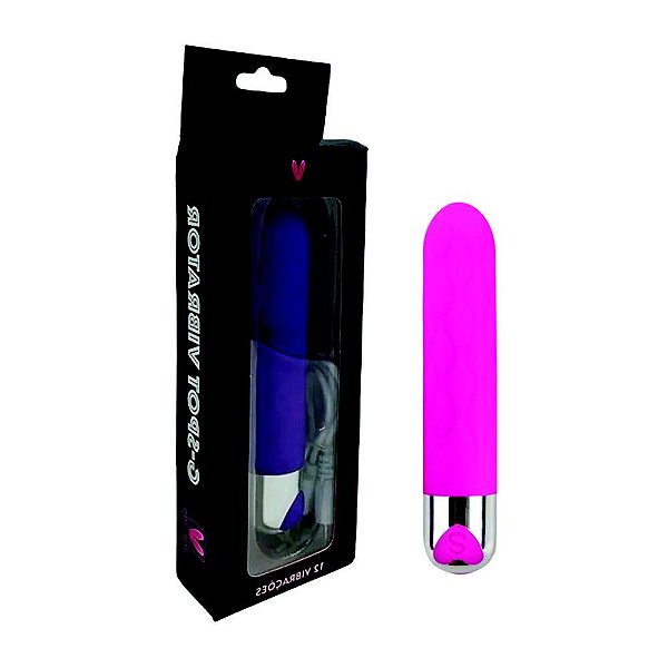 Vibrator G-Spot - Vibrador Personal Em Silicone Com Textura Estriado E 12 Modos De Vibração 13 X 2,5 Cm | Cor: Rosa