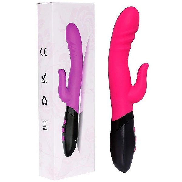 Vibrador Estimulador De Ponto G E Clitóris Recarregável Com 10 Modos De Vibração - 27 x 3,5 Cm | Cor: Rosa