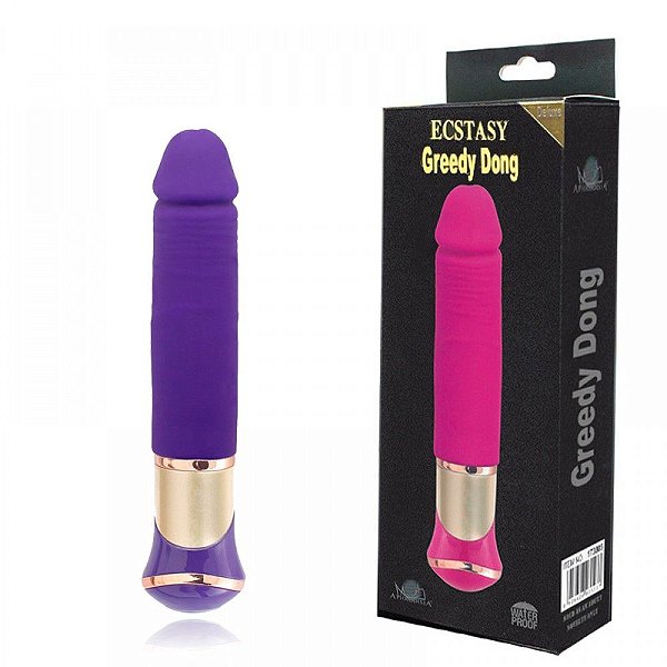 APHRODISIA GREEDY DONG - Vibrador Rotativo Recarregável em Silicone com 10 Modos de Vibração - 19,2 X 3,5 CM | Cor: Roxo