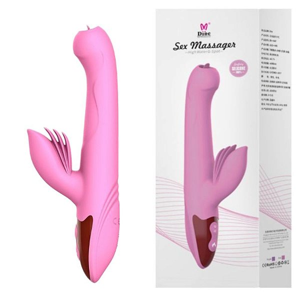 Vibrador com Estimulador Clítoris Vai e Vem com Aquecimento Estimulador de Língua na Ponta Sex Masseger Aileen - Dibe