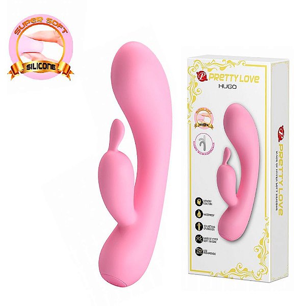 PRETTY LOVE HUGO Vibrador Recarregável Flexível Estimulador de Ponto G e de Clitóris Com 12 Vibrações - 17 X 3,8 Cm