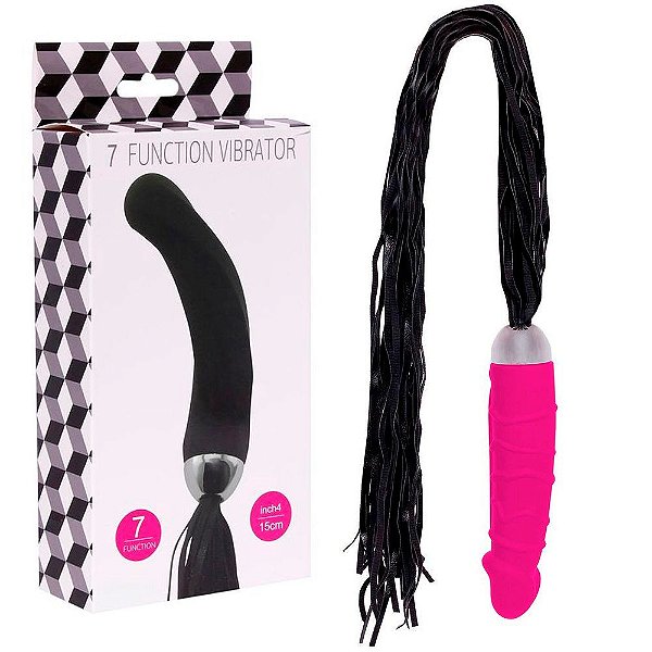 Vibrador Formato de Pênis com Glande Saliente e Chicote em Couro Sintético E 7 Modos de Vibração - 16 x 4 CM | You Vibe